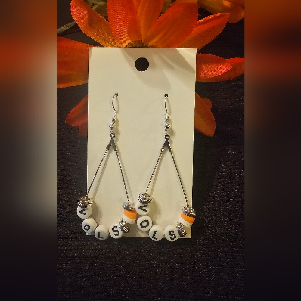 Stylish Silver and Orange Beaded Earrings